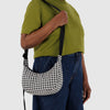 Black and White Gingham Baggu Small Nylon Crescent Bag at Golden Rule Gallery