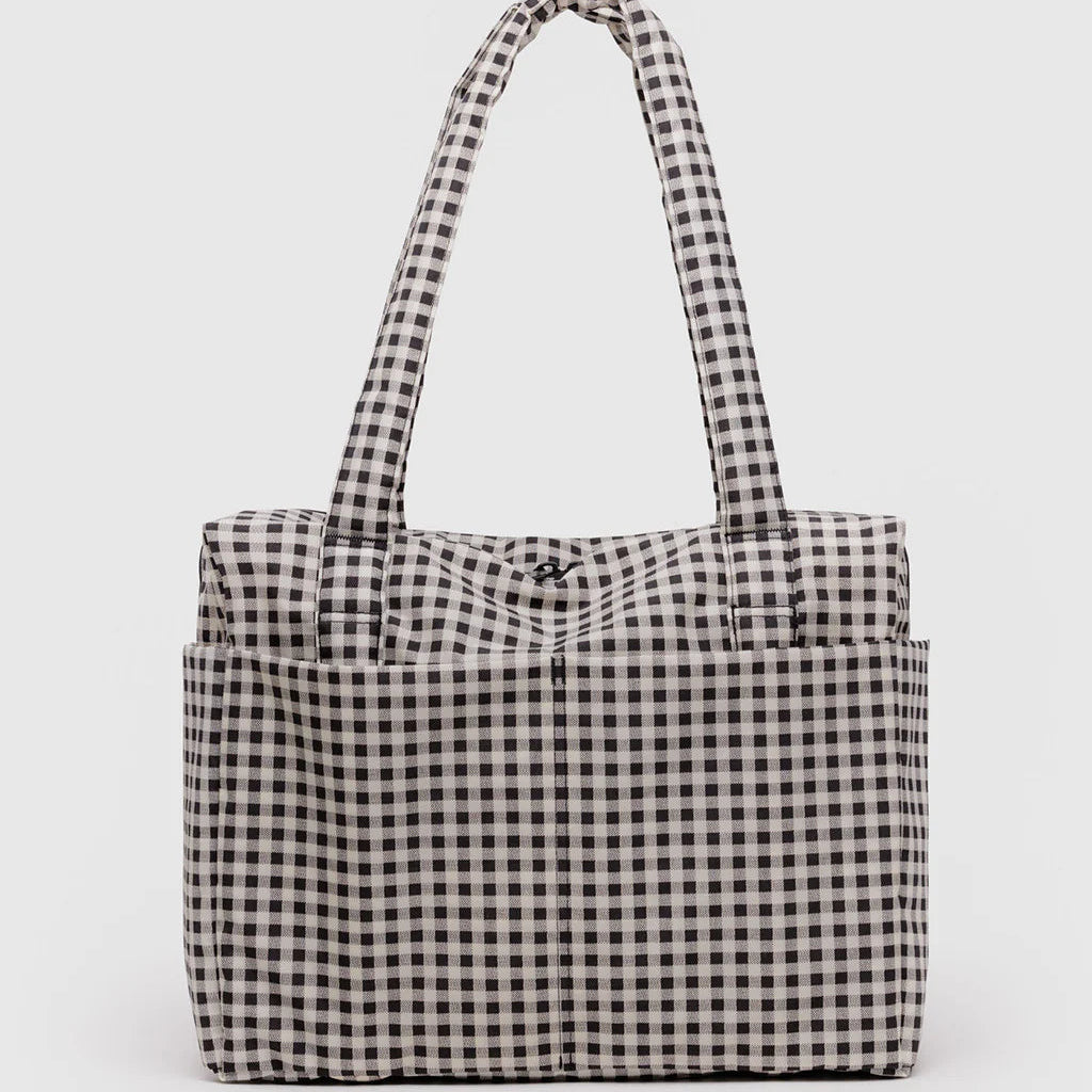 Black and White Gingham Cloud Carry On Bag Folds into Pouch by Baggu at Golden Rule Gallery