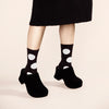 Black and White Polka Dot Socks Rie Crew Socks by Hansel from Basel at Golden Rule Gallery in Excelsior