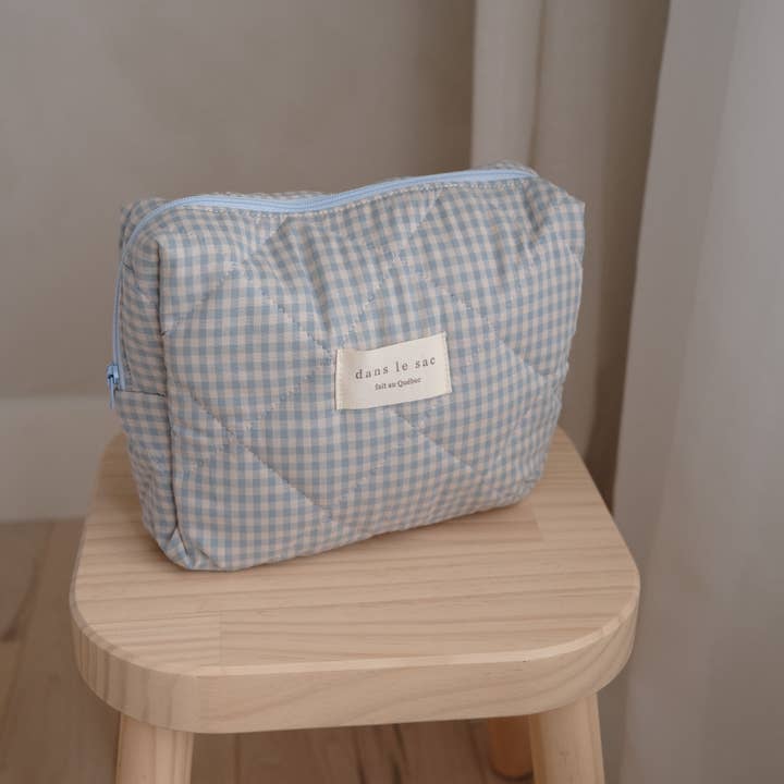 Blue Checkered Dopp Kit for Travel