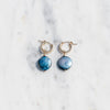 Blue Coin Pearl Hoop Earrings