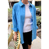 Colorful Blue Relaxed Button Down Shirt