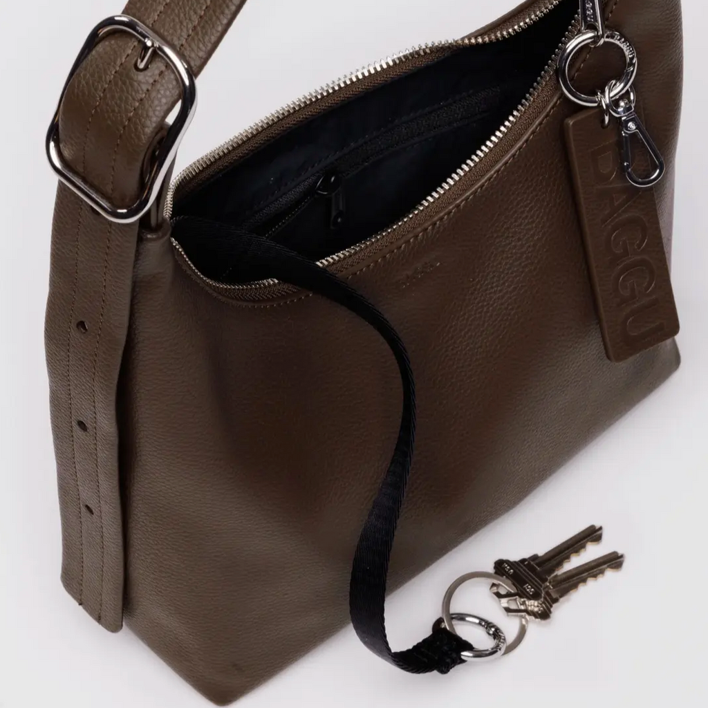 Brown Leather Mini Baggu Bag Available at Golden Rule Gallery in Excelsior, MInnesota