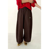 Wide Leg Cotton Pants in Brown