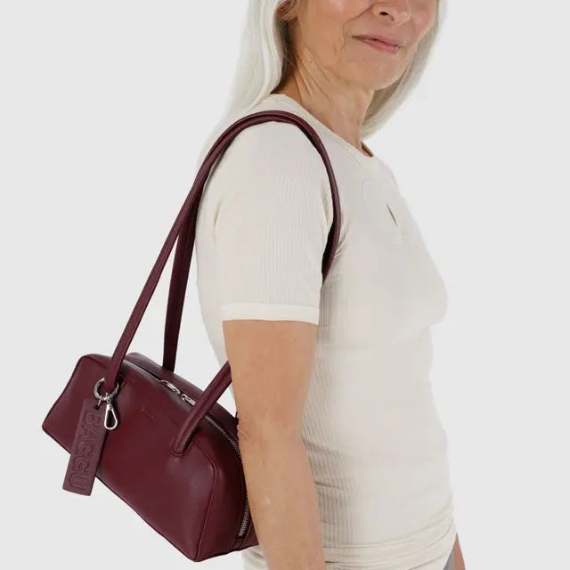 Burgundy Baggu Shoulder Bag With Long Straps at Golden Rule Gallery