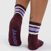 Burgundy Baggu Socks With Purple Stripes at Golden Rule Gallery