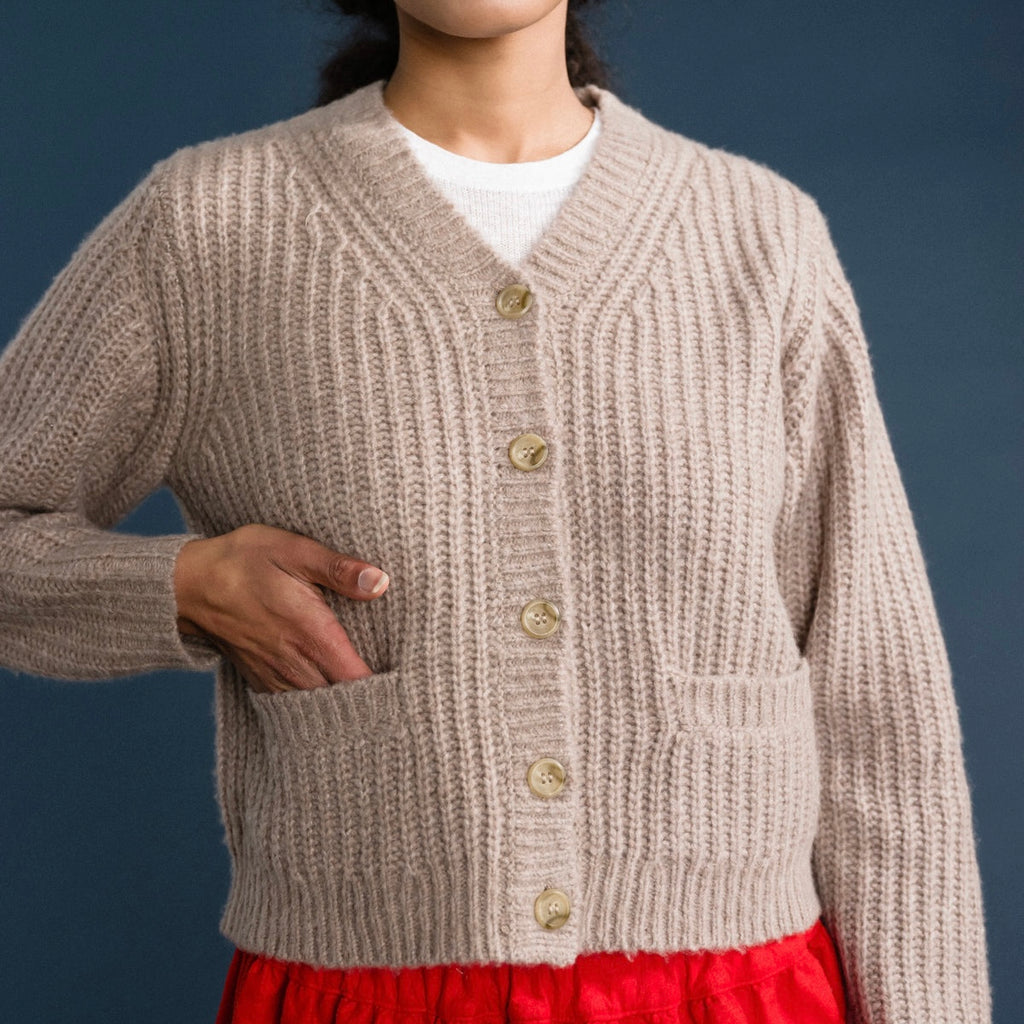 Buttoned Cashmere Cardigan With Front Pockets by Hansel from Basel at Golden Rule Gallery