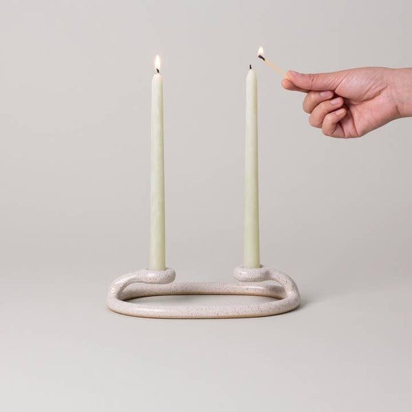 Virginia Sin Ceramic Double Taper Candle Holder