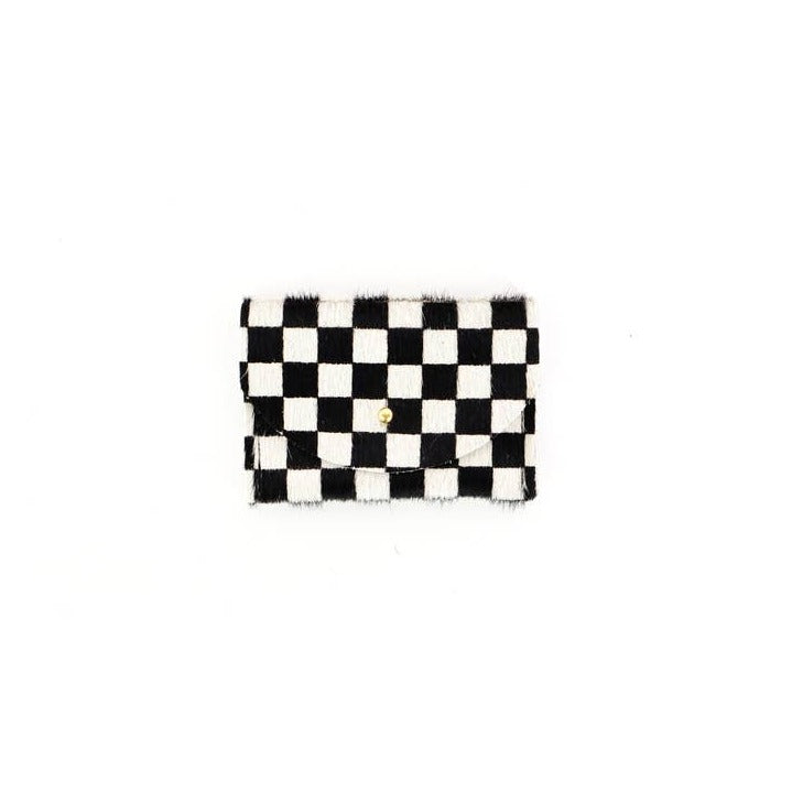 Primecut Checkered Hair on Hide Cardholder