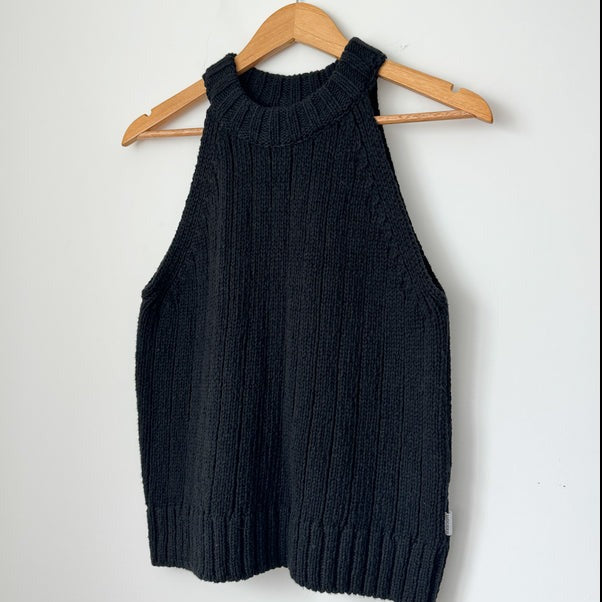 Claire Cotton Sweater Tank in Black