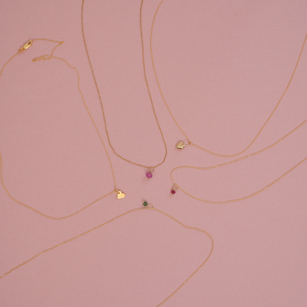 Dainty Gold Fill Chain Necklaces with Sweet Heart Charms