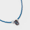 Blue Beaded Necklace With Unique Pearls and a Sterling Silver Bead