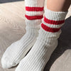 Red Varsity Cottage Socks at Golden Rule Gallery