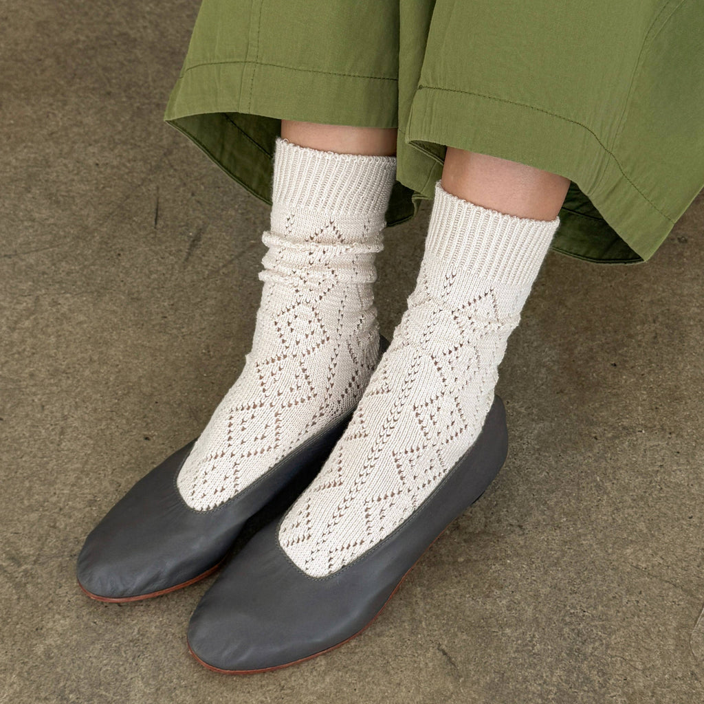 Cream Eyelet Crochet Socks by Le Bon Shoppe