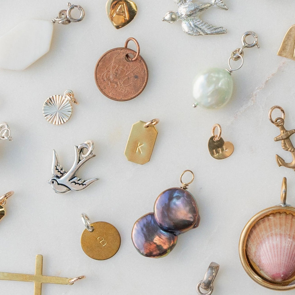 Emerald Cut Stamped Initial Charm