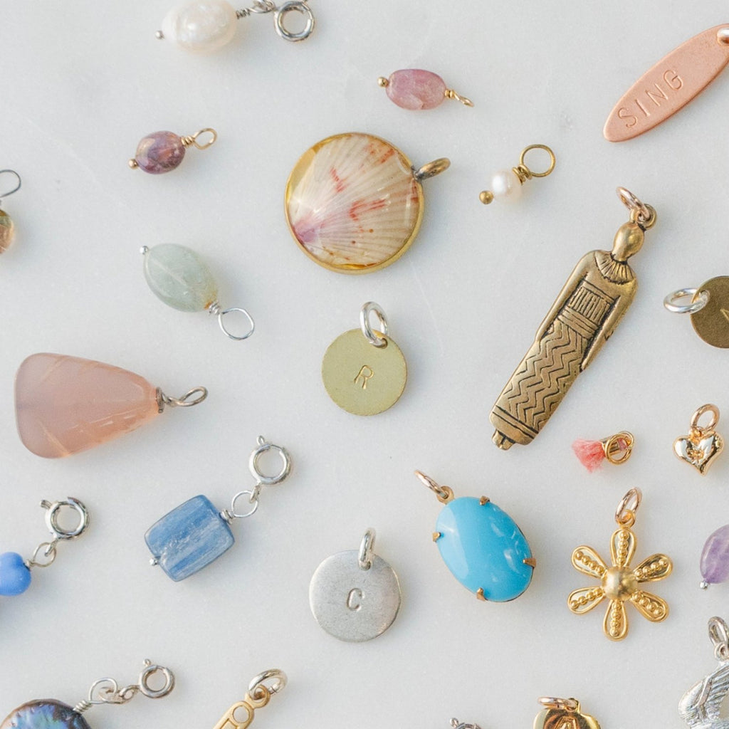 Custom Stamped Alphabet Initial Charm on Gold