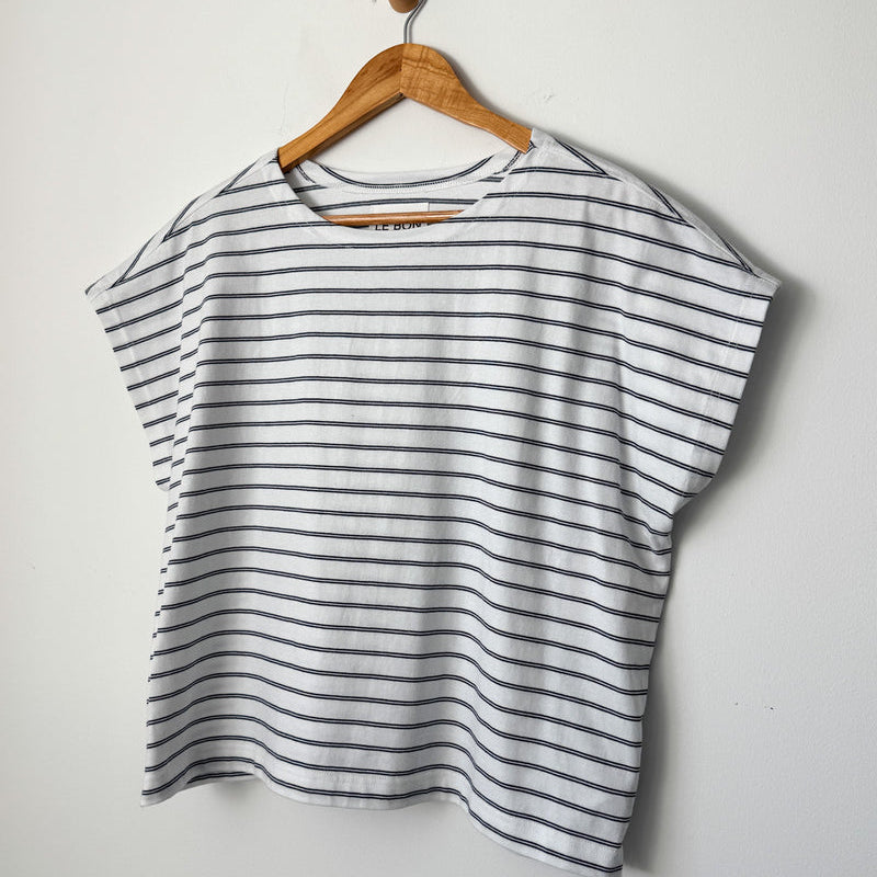 Le Bon Shoppe White Navy Striped Shirt