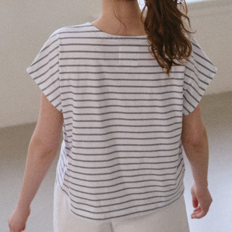 White Navy Striped Tee From Le Bon Shoppe