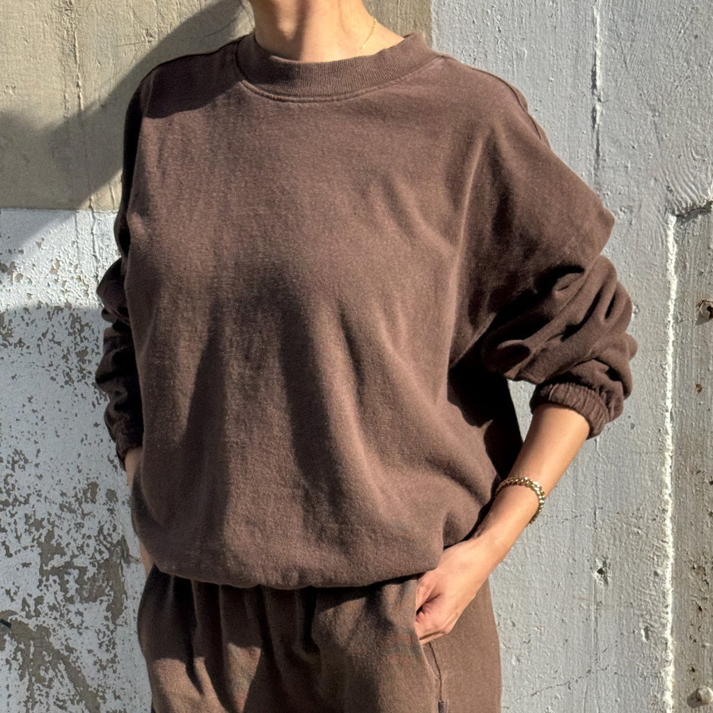 Daisy Mock Neck Long Sleeve Top Chocolate