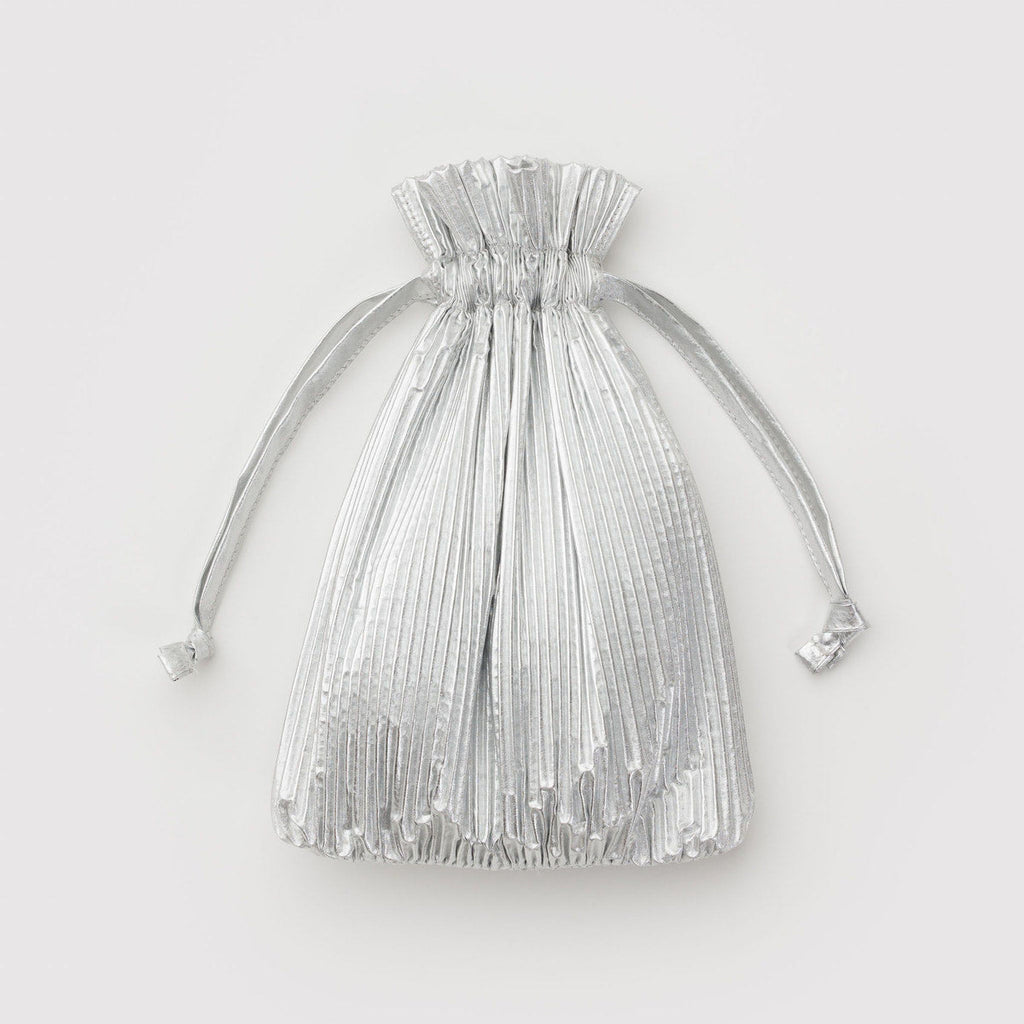 Chrome Metallic Pleated Baggu Drawstring Bag at Golden Rule Gallery