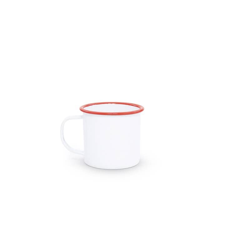 Red Rimmed Enamel Camping Mug