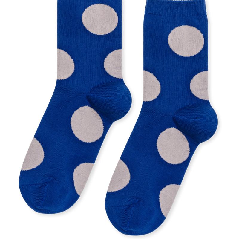 Cobalt and White Dot Rie Crew Sock | Hansel from Basel | Polka Dot Sock | Golden Rule Gallery