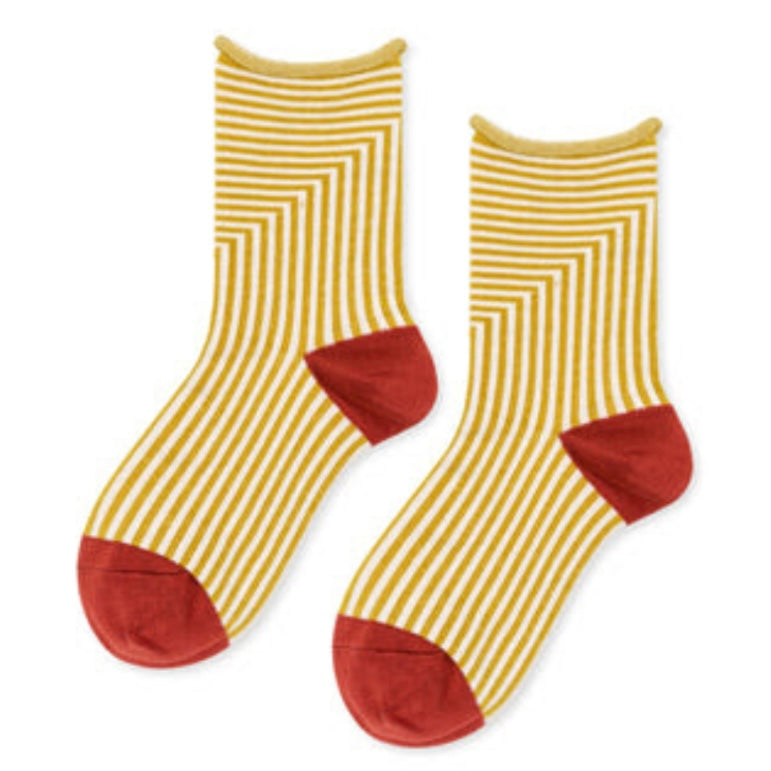 Corbusier Crew Socks in Yellow Stripe at Golden Rule Gallery
