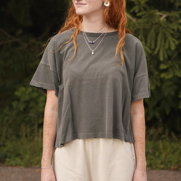 Model in Washed Black Le Bon Shoppe Fille Tee