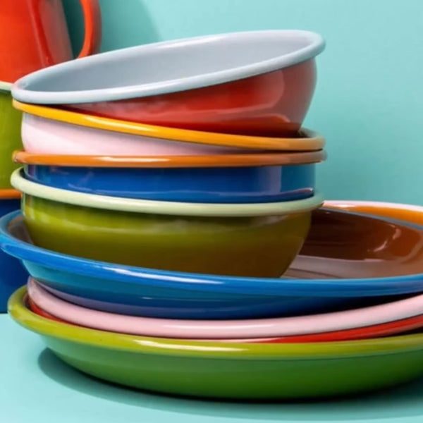 Crow Canyon Brightly Colored Enamel Cereal Bowls