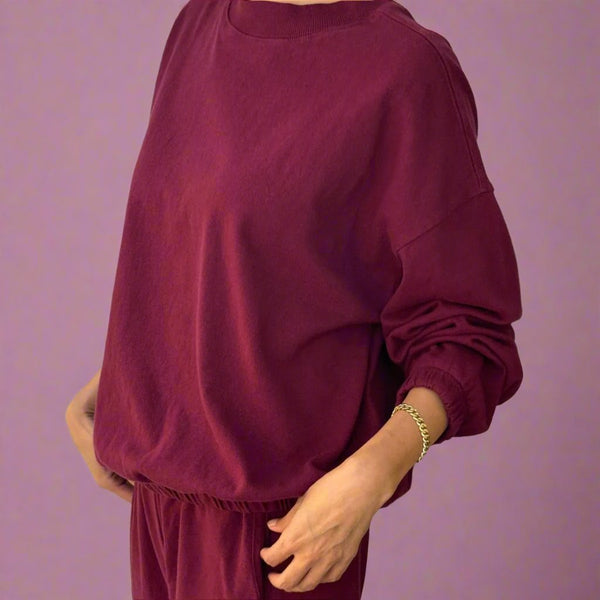 Le Bon Shoppe Daisy Long Sleeve Mock Neck Tee in Cabernet at Golden Rule Gallery in Excelsior