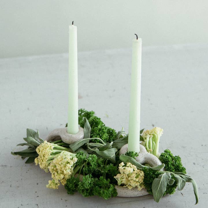 Duo Speckled Ceramic Virginia Sin Candle Holder