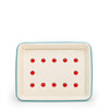 Dan Pelosi x CCH Tomato Blue Rim Enamelware Trays at Golden Rule Gallery