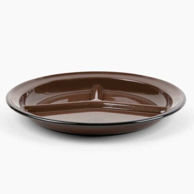 Enamelware Sectioned Camping Plate in Brown at Golden Rule Gallery