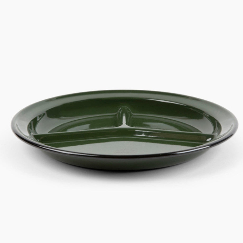 Enamelware Sectioned Camping Plate in Green at Golden Rule Gallery