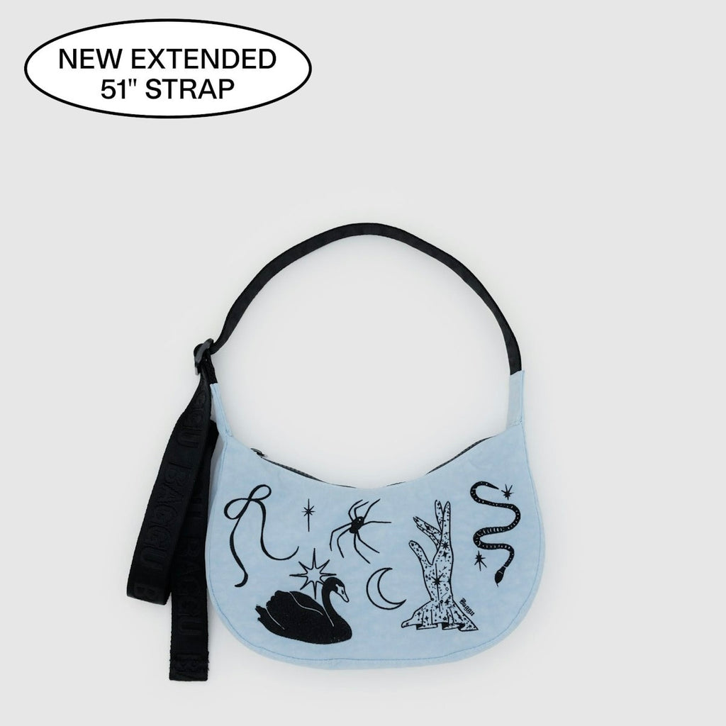 Extended Strap of Ballet Icons Baggu Small Crescent Bag at Golden Rule Gallery