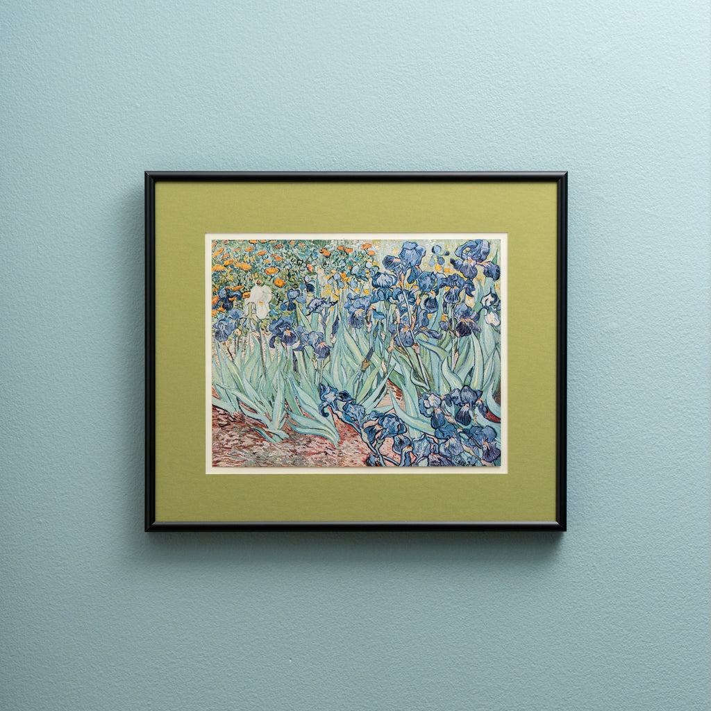 Framed Vintage Van Gogh Irises with Green Mat at Golden Rule Gallery