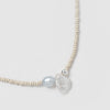 17" Beaded Necklace With Freshwater Pearls and 925 Sterling Silver Bead