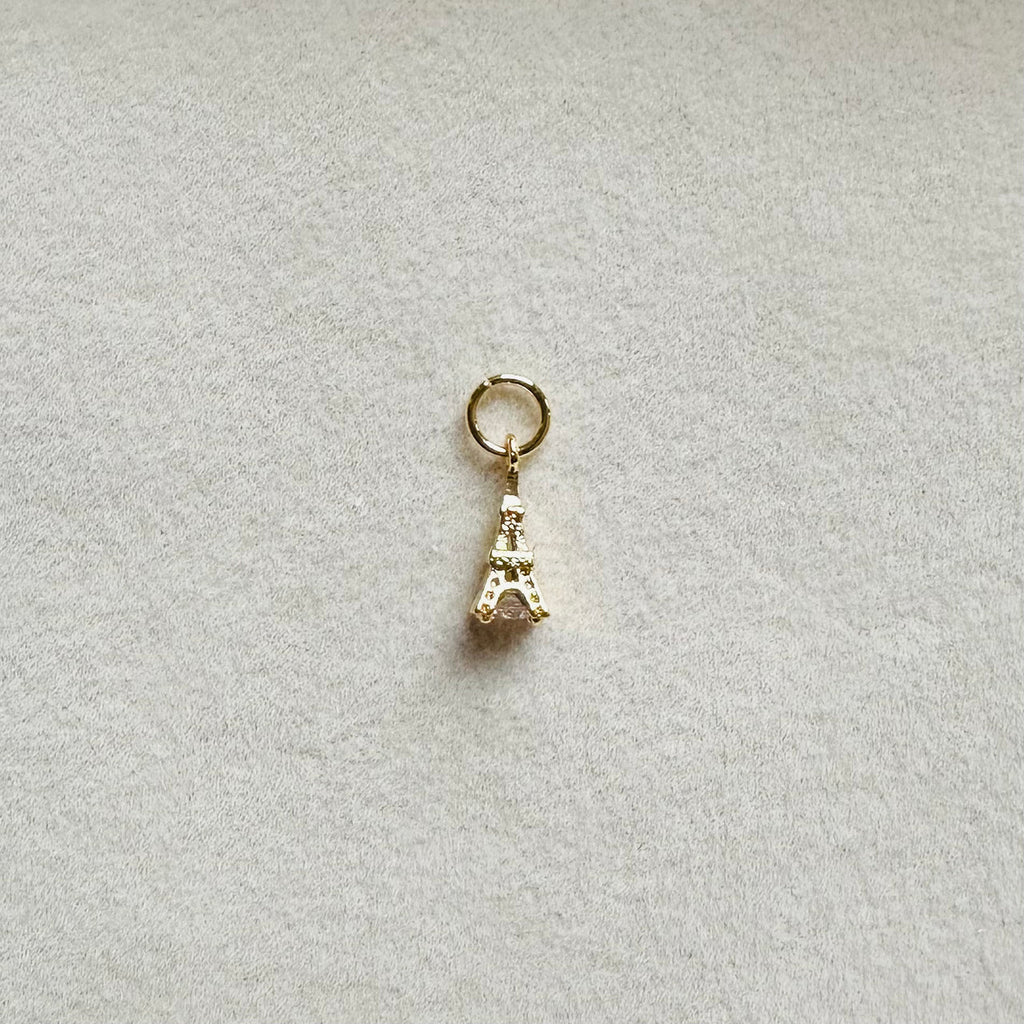 Tiny Eiffel Tower Gold Necklace Charm