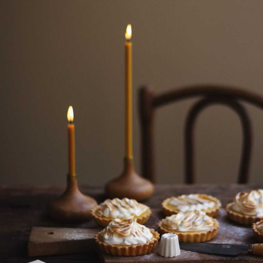 Set of Two Tiny Taper Candles in Candle Holders