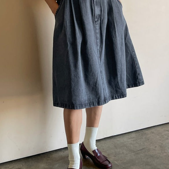 Midi Denim Skirt by Le Bon Shoppe