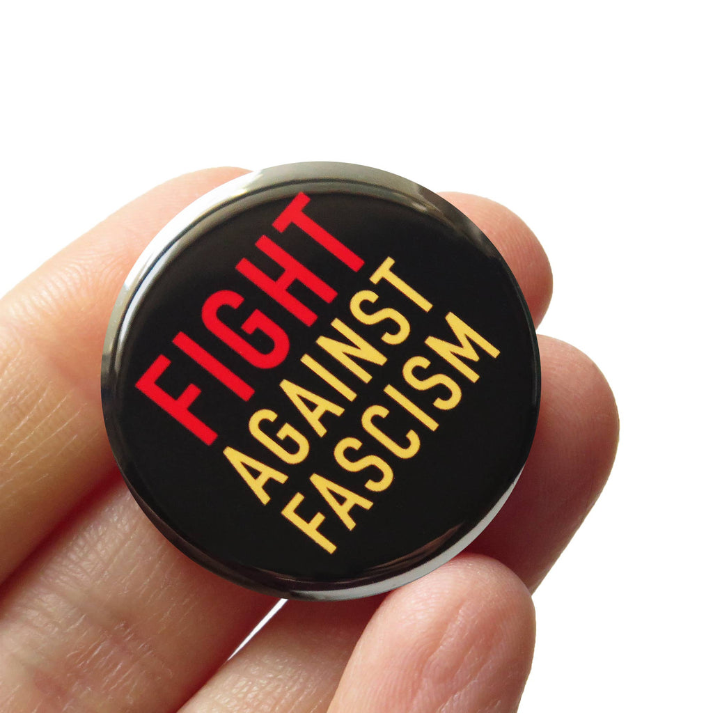 Fight Against Racism Social Alert Pinback Buttons by Word for Word at Golden Rule Gallery