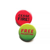 Free Palestine Political Protest Social Alert Buttons at Golden Rule Gallery in Minneapolis
