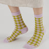 Pink Pistachio Pixel Gingham Baggu Socks