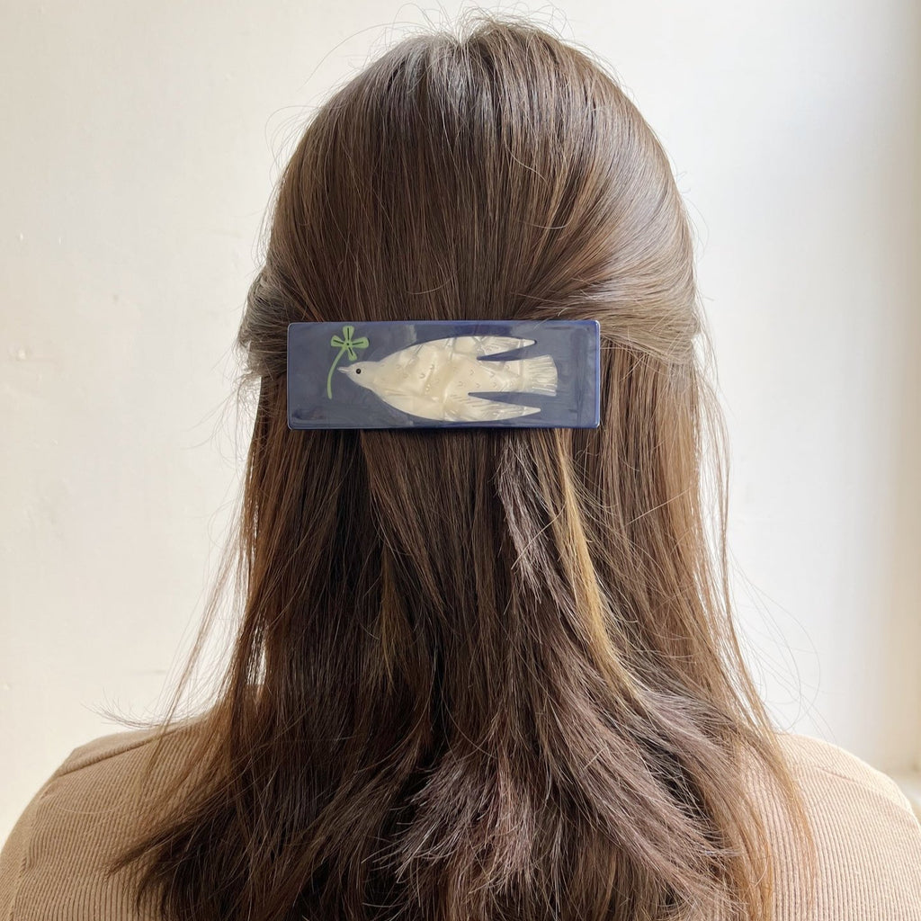 Large White Dove French Hair Barrette Clip
