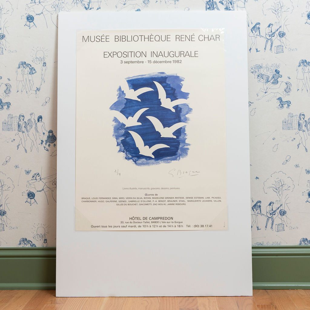 Braque Blue and White Bird Cutout French Exhibition Poster