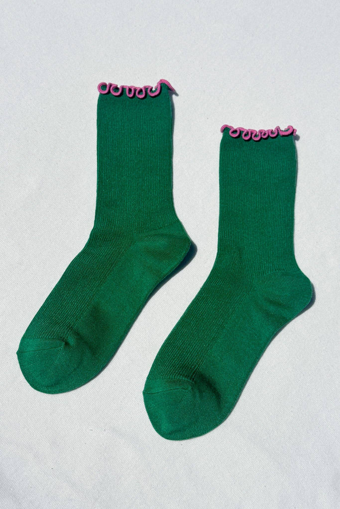Green and Pink Ruffle Socks