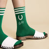 Green Striped Lucky Horseshoe Socks by Hansel from Basel