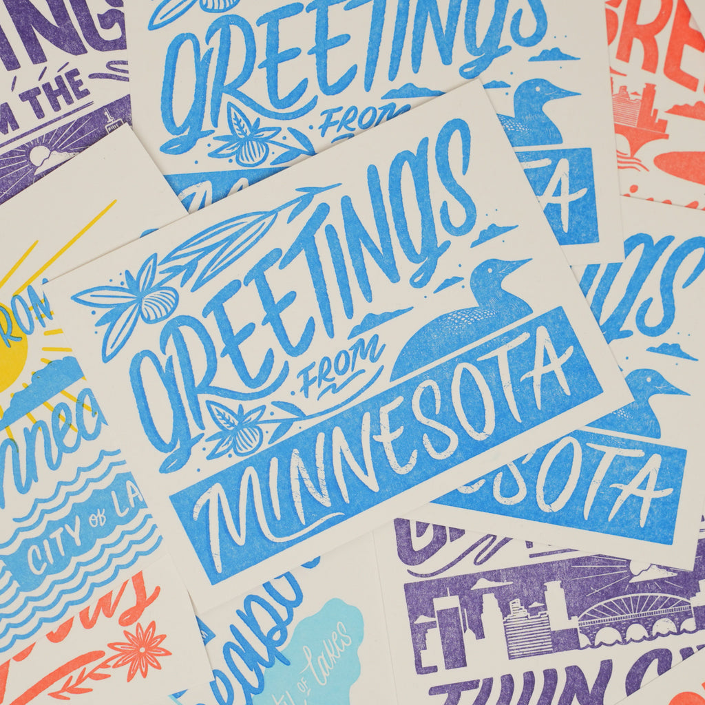 Greetings from Minnesota Loon Postcard by Bench Pressed