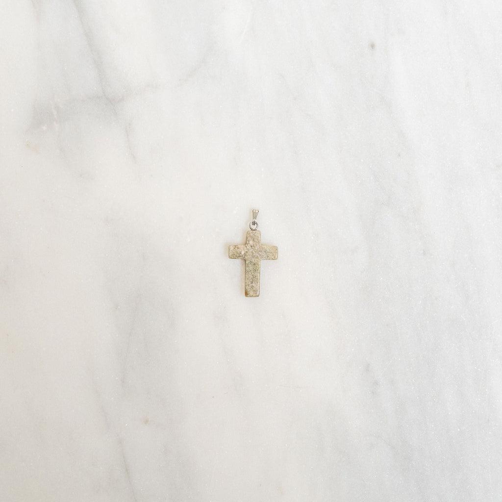 Grey Agate Stone Cross charm for Jewelry
