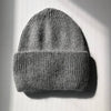 Grey Wool Angora Thick Ribbed Beanie